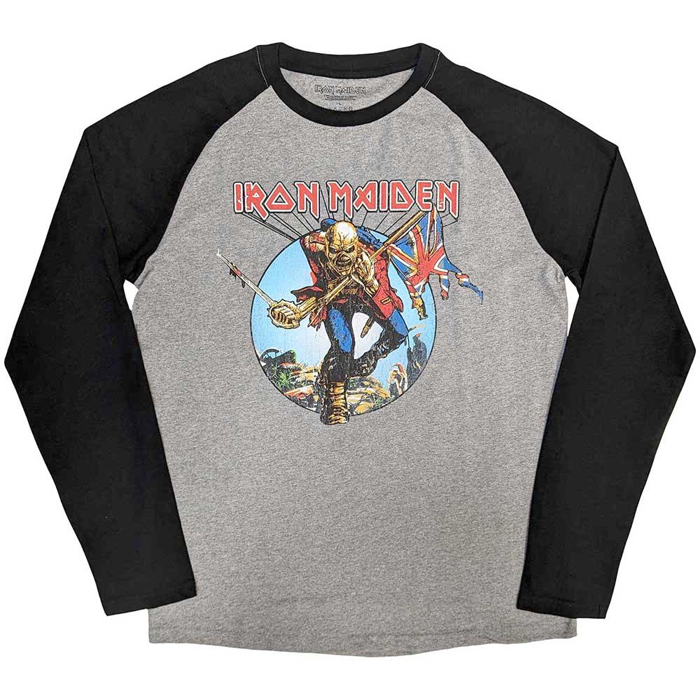 Iron Maiden - Trooper Burst Top à manches raglan - Gris/Noir